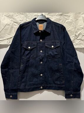 GAP Men's Large Icon Denim Jacket - Button Up Closure | Dark Indigo Color (NWT)